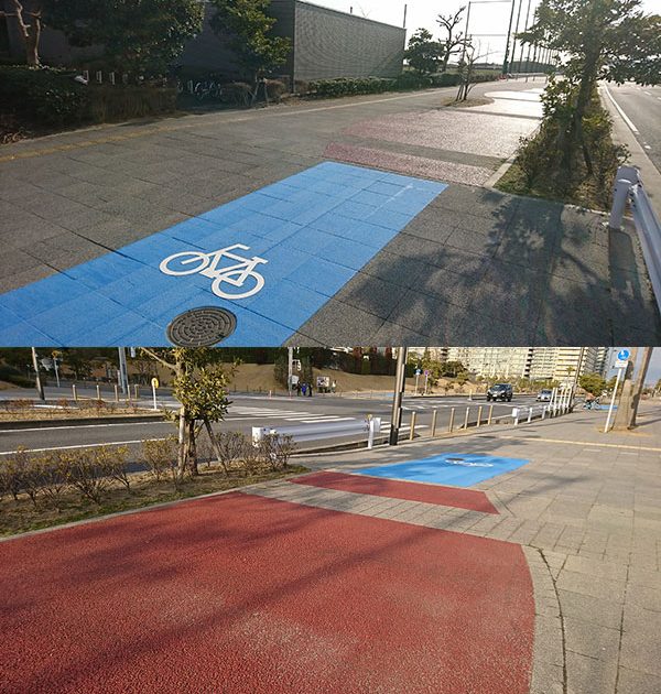 “赤い”自転車通行帯