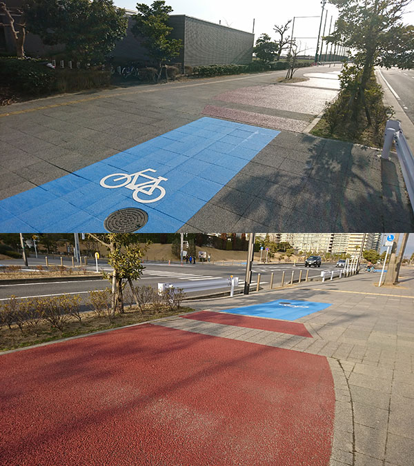 “赤い”自転車通行帯